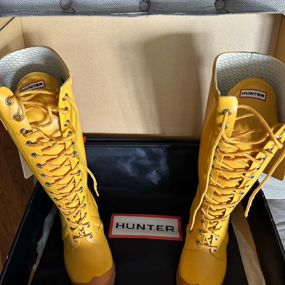 Yellow Hunter Boots Original Wellington Wellies Rain Snow Size 6 - In Box - Picture 6 of 6